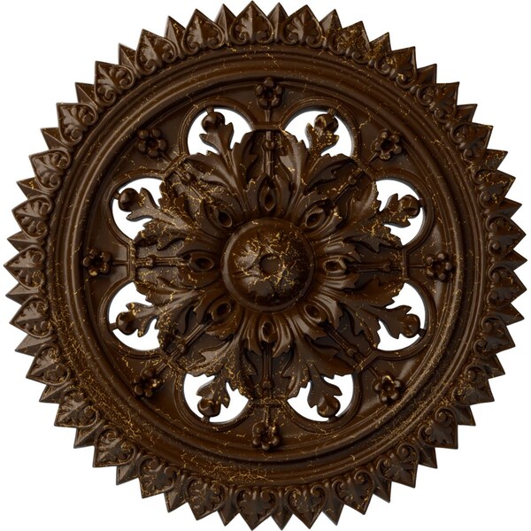 Ekena Millwork York Ceiling Medallion (Fits Canopies up to 3 5/8"), 21 5/8"OD x 2 1/2"P, Root Beer Crackle CM21YORBC - main